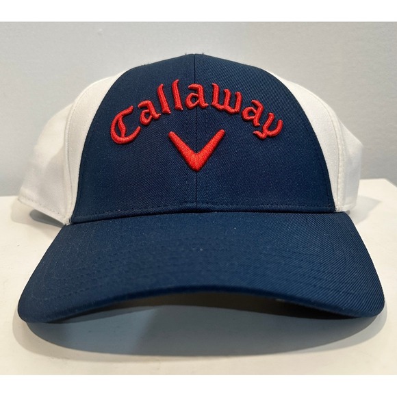 Callaway Other - Callaway Hat‎ Men's Adjustable Navy Brim White Panel Red Logo Golf Snapback Hat